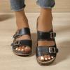 Fashion New Women's Open Toe Summer Shoes 2024 New Comfort Double Button Wedge Women's Sandals Platform Casual Slippers Slides
