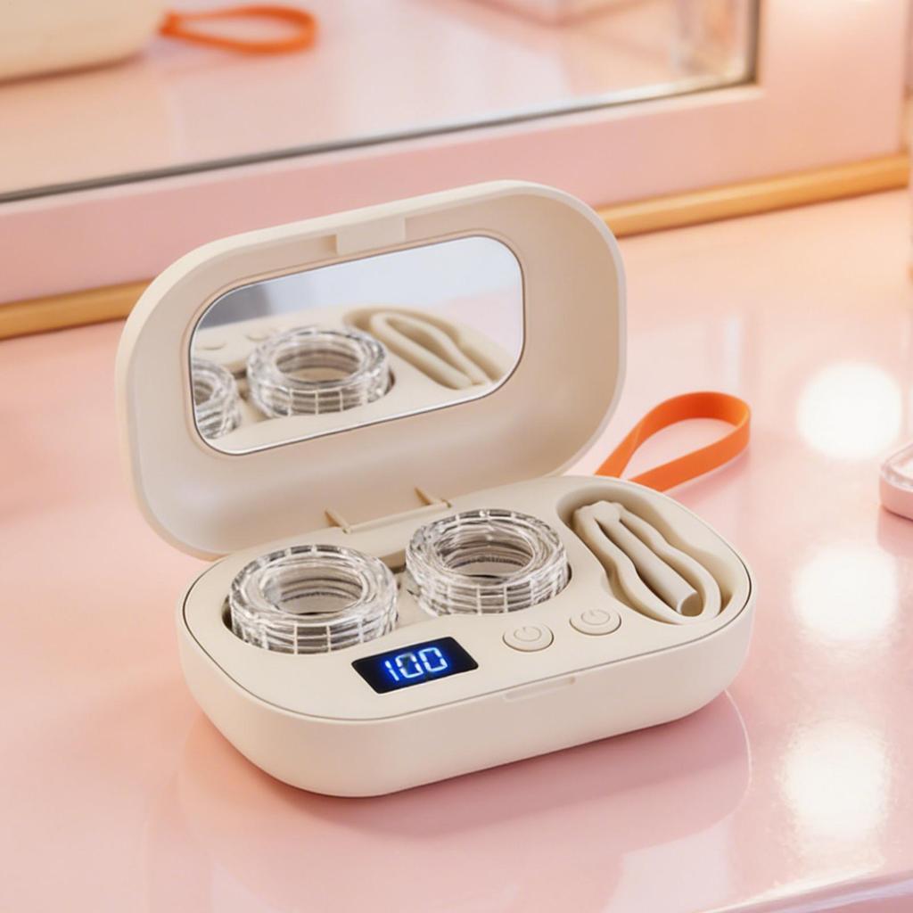 Wiederaufladbare tragbare Ultraschall-Kontaktlinsenreinigungsmaschine Beauty Pupille Aufbewahrungsreinigungsbehälter Werkzeuge Reise-Linsenetui