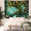 YEXIT Fairy Tales Magical Forest Tapestry, Nature Tree of Life with Elves Landscape Tapestry Wall Hanging for Living Room BedRoom Decoration Green