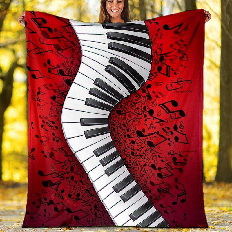 Music Keys Flannel Fleece Blanket Cozy Warm Throw Blanket For Couch Bed Travel All Season Use