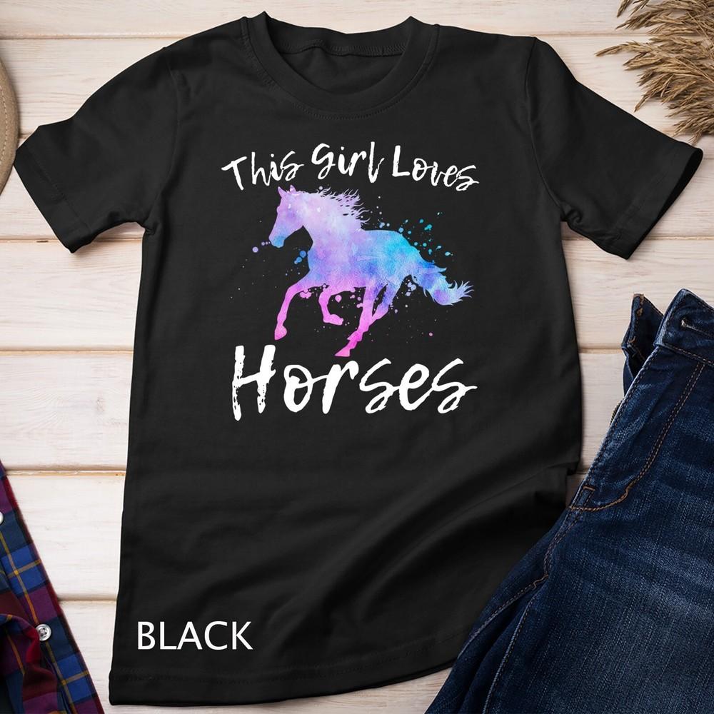 

THIS GIRL LOVES HORSES Horseback Riding Teen Women Mom Rider Unisex T-shirt S