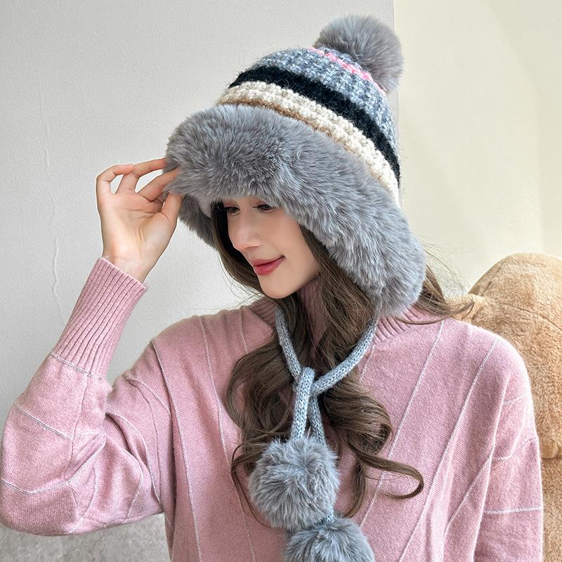 

Шапка Женская Новая Зимняя Уличная Бархатная Защита от Холода Защита Ушей Теплая Шапка Модная Вязаная Шапка Шерстяная Шапка серый