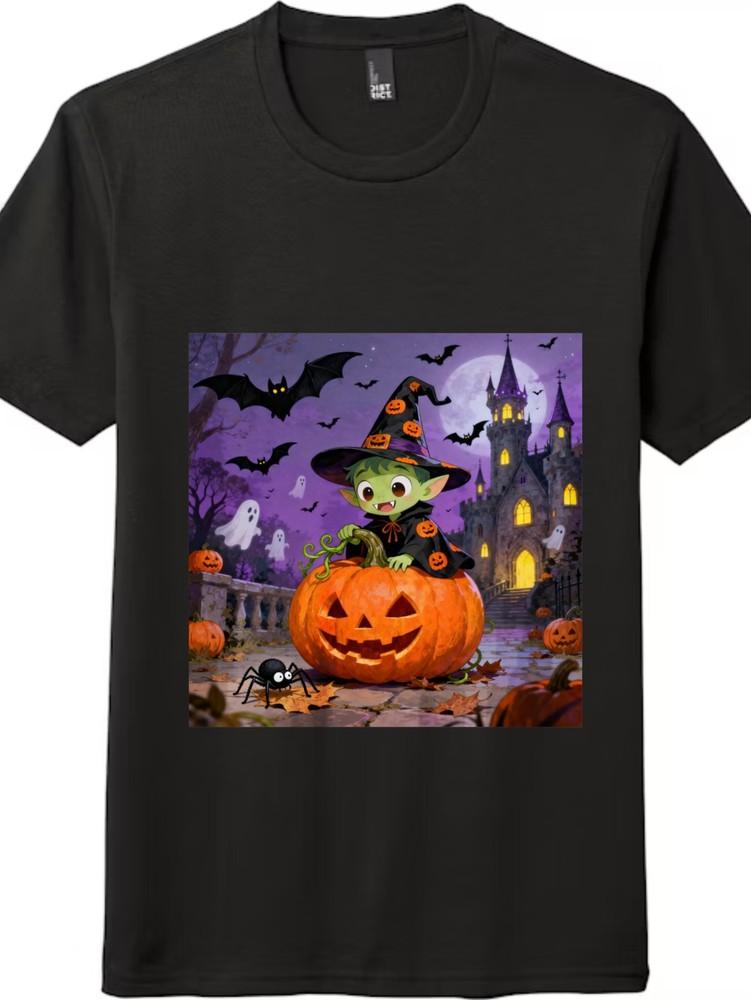 

Halloween Goblin and Jack - o - Lantern T - shirt L