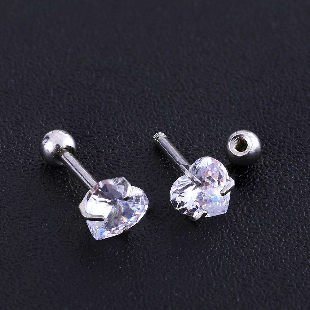 Set 4 18G Stainless Steel Cartilage Ring Earrings Zircon Helix Tragus Daith Piercing Jewelry for Women Girls' Wedding Daith