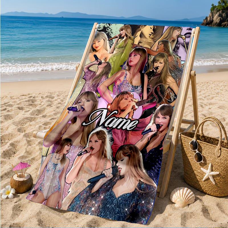 Custom Name Beach Towel Taylor Top singer Microfiber Beach Towel, Lightweight for Summer Travel, Swimming Pool Fan Birthday Gift