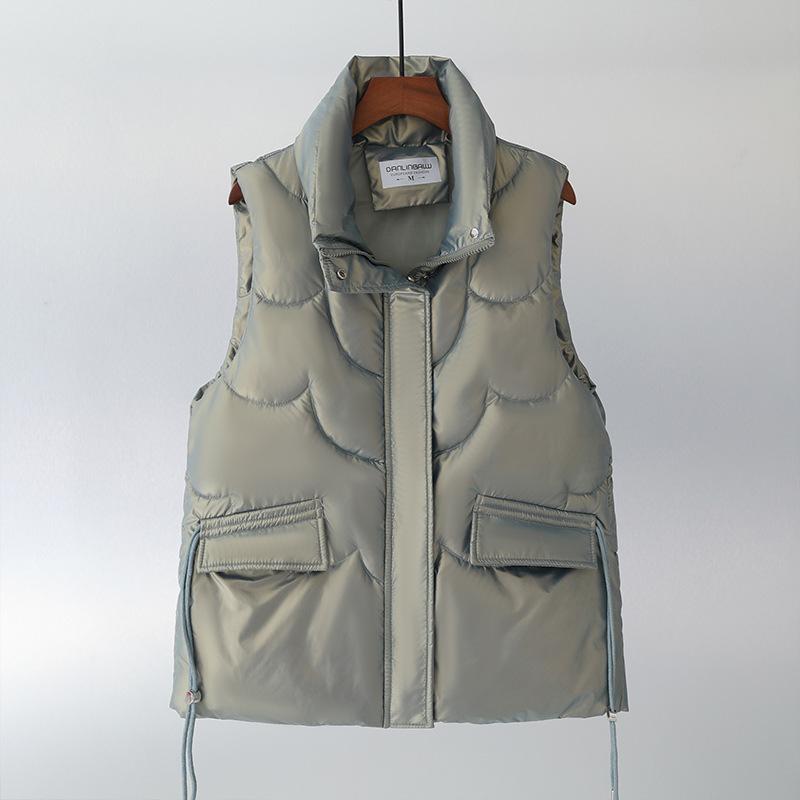 

Glossy cotton clothes, vest women s loose 2025 popular leave-in vest, short vest, versatile outer vest XXL