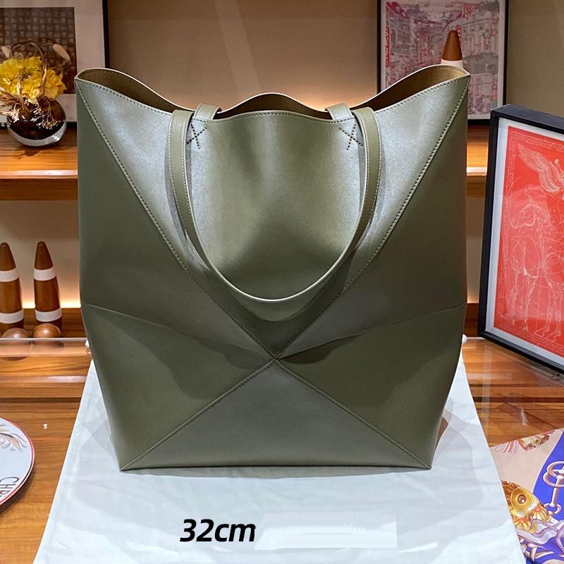 New Puzzle+fold Deformation Folding Geometric Tote Bag Contrasting Color Single Shoulder Crossbody Handbag Large Capacity Women's Bag