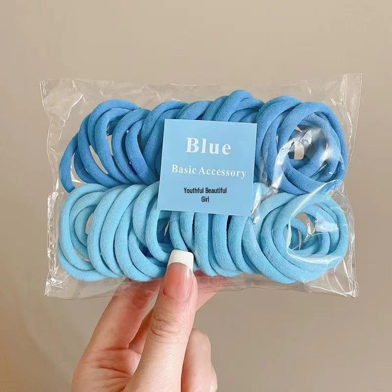 In-stock 50-piece Gradient Hair Ties Set - High Elasticity Seamless Colorful Ropes for Girls