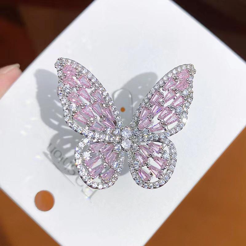 Colorful Copper Zirconia Butterfly Ring – Adjustable, High-Grade, Cute, and Stylish.