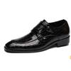 Business Pointed Toe Shoes Crocodile Pattern Leather Shoes Men'S Side Buckle Casual Men'S Dress Shoes Wedding M191