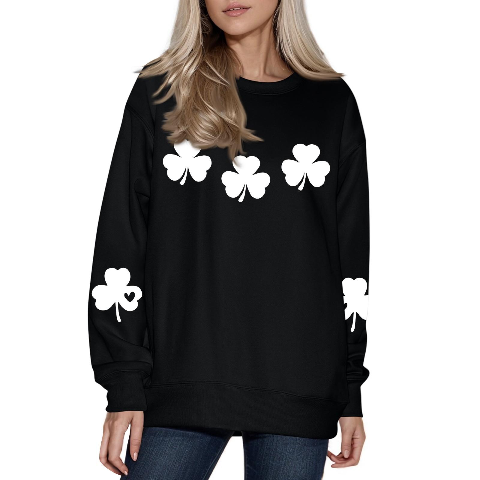 

Женская модная повседневная толстовка с длинным рукавом и круглым вырезом L чёрный