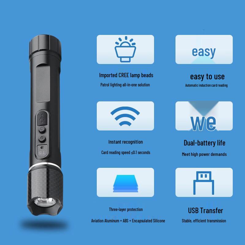 Security Guard Tour System Device with Flashlight CN plug (adapter included)
