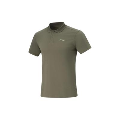 Li Ning Fitness Serie Einfarbiges Strapazierfähiges Kurzarm-Poloshirt Herren Tops Militärgrün APLU117-7
