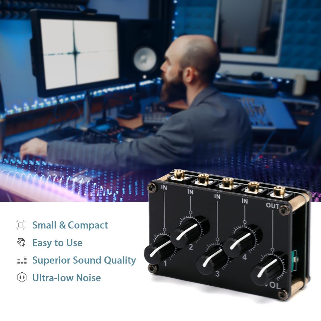 4 in 1 out Passive Mixer Module Mini Stereo 4 Channel Passive Mixer Audio Mixer 4 Audio Input to 1 Output Ultra Compact