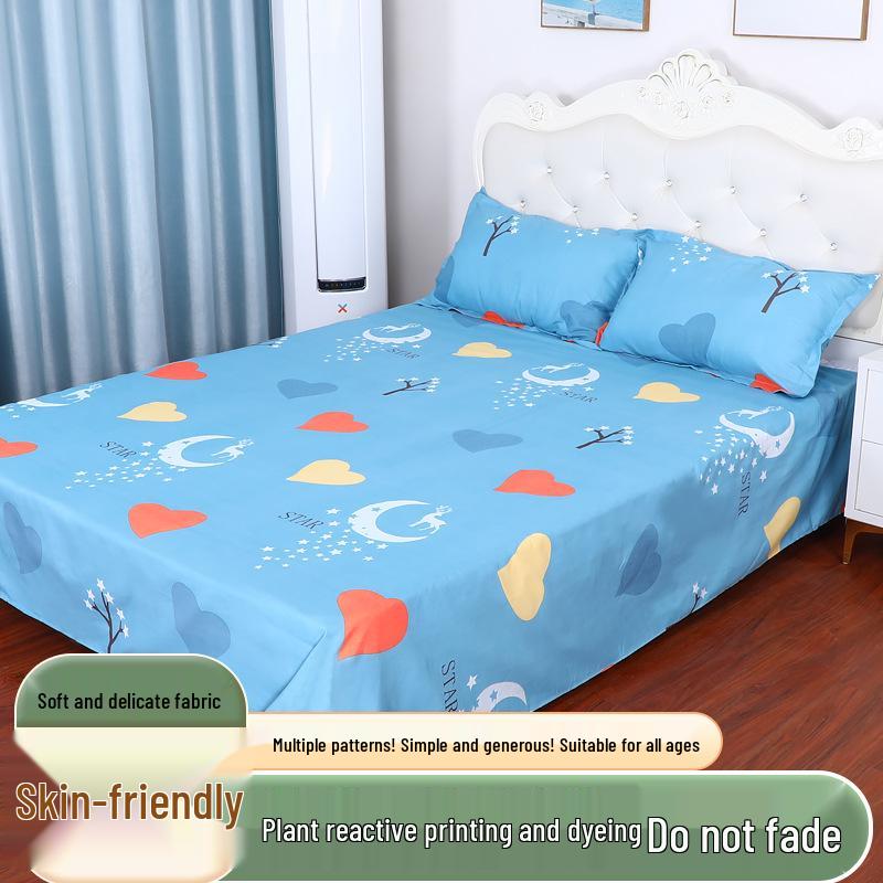 Cotton Dormitory Bedding Set: 3-Piece Quilt Cover and Single Sheet for Student Single Bed.