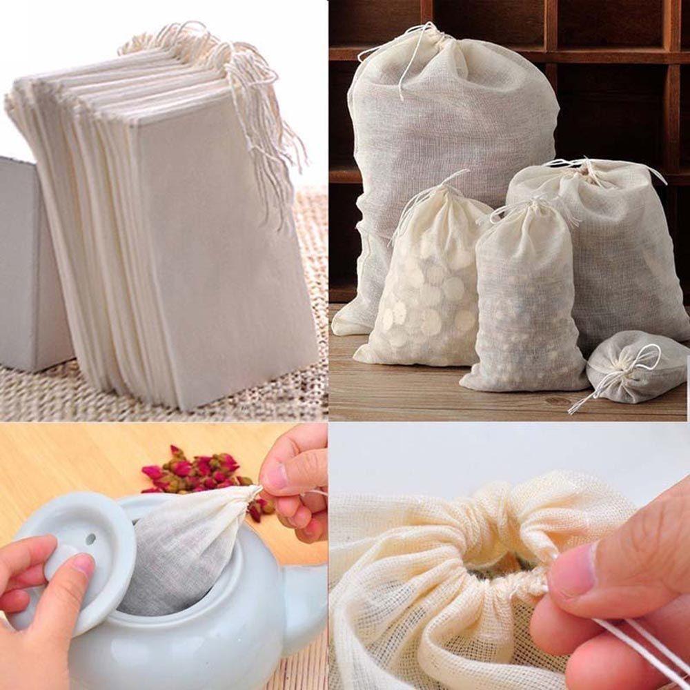 Large Cotton Drawstring Reusable Tea Filters Bags Muslin