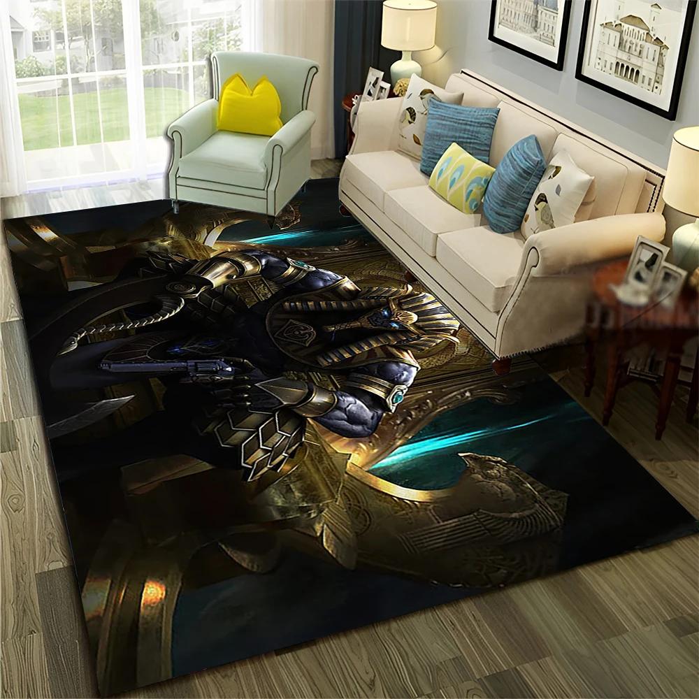 Pharaoh Egyptian Mythology Hieroglyphics Carpet Rug for Home Living Room Bedroom Sofa Doormat Decor,Area Rug Non-slip Floor Mat