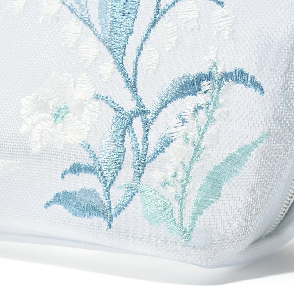 Franc Franc Japan MeSh Embroidered Pouch S Light Blue