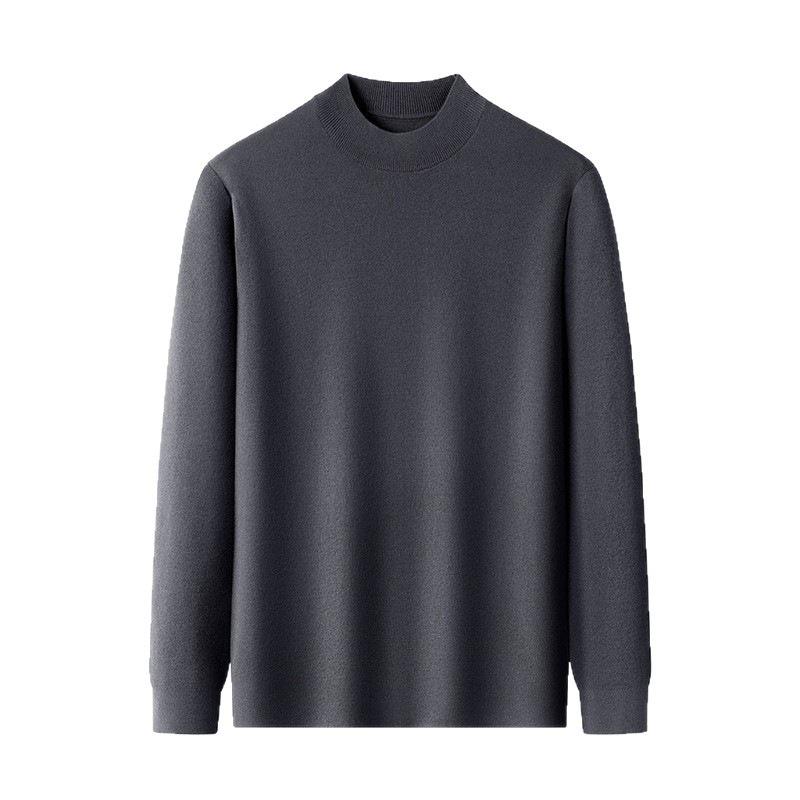 450g Fine Merino Wool Men's Half-High Neck Sweater - Autumn/Winter 2025, 16 Gauge, Machine Washable.