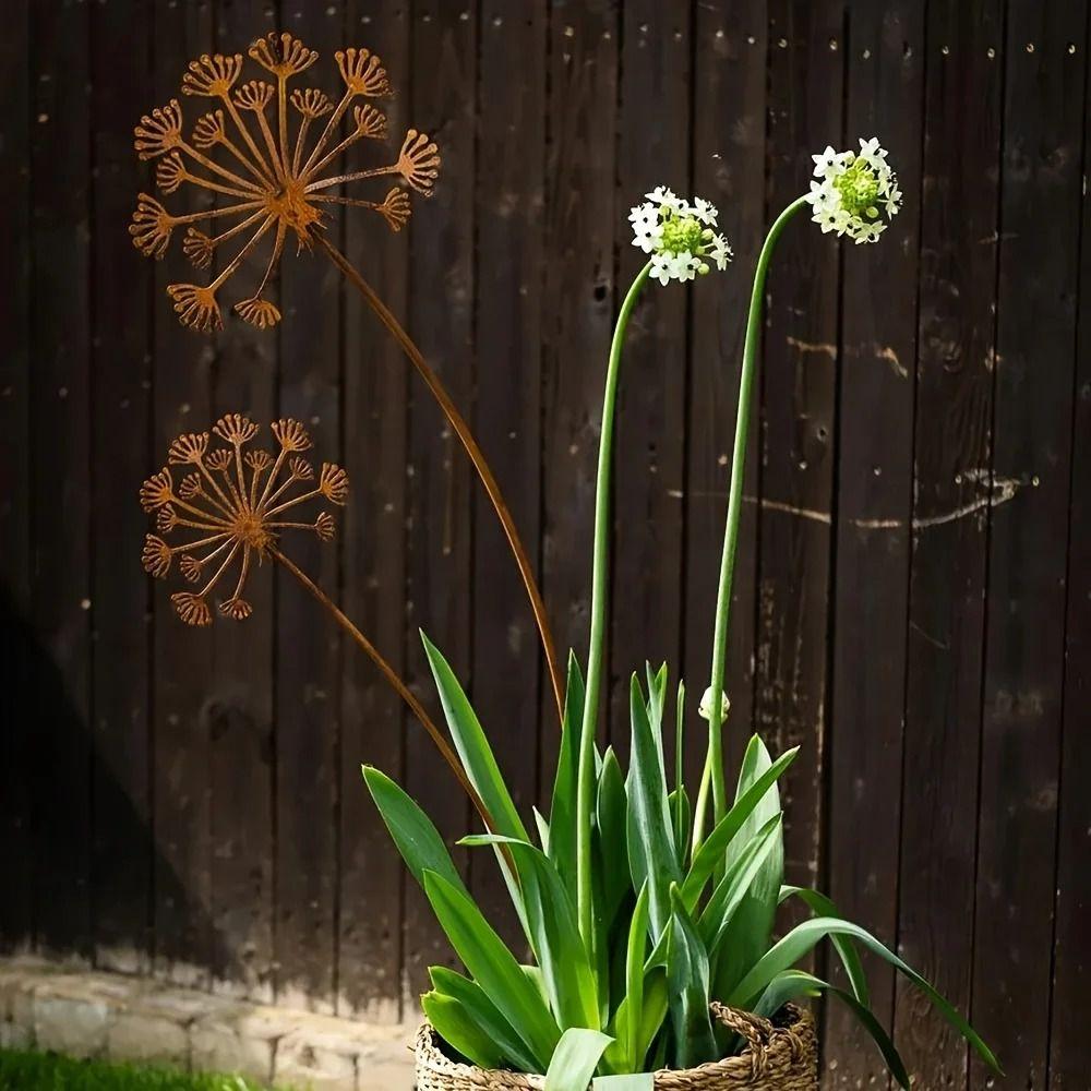 Landscape Decoration Metal Decorative Garden Stakes Creative Antique Design Garden Pile Art Plant Shaped Floor Plugs Home