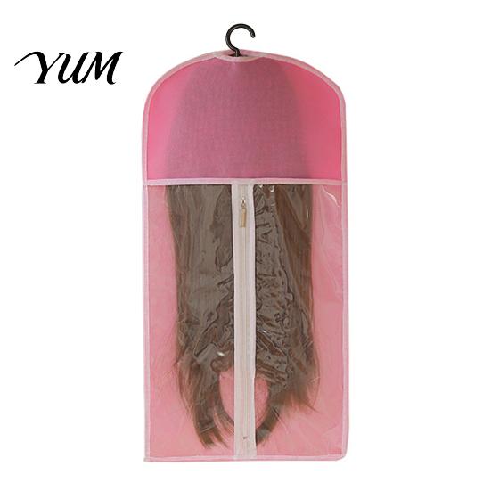 Zippered Wig Storage Bag Hanging with Hook, Breathable Non-woven Fabric Dust-proof Home Hair Accessory Protector, Space Saving Portable Zipper
