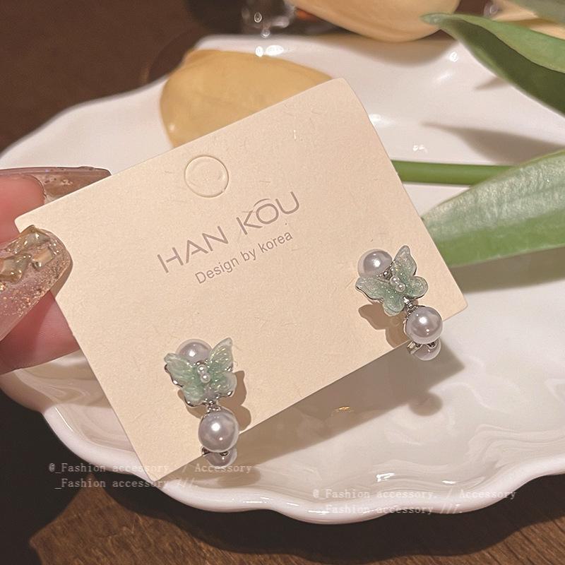 

Корейские серьги-бабочки с жемчугом: Трендовый, Универсальный, Высококлассный Стиль для Женщин A1745 зелёный