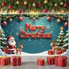 Holiday Banner Gold Ornament Xmas Display Festive Banner Reindeer Xmas Backdrop For Christmas Party Indoor Celebration Office