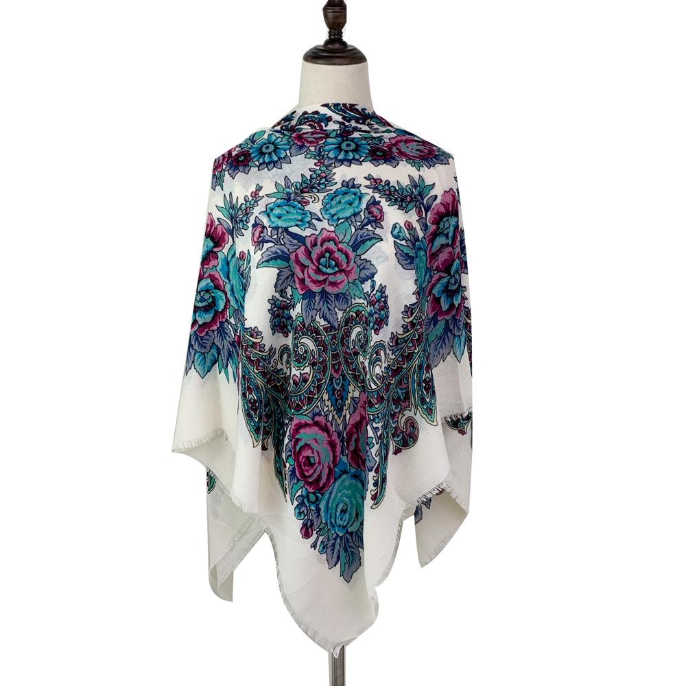 

120*120см Дышащий Тонкий Русский Квадратный Шарф Роскошный Женский Цветочный Принт Шаль Бандана Фуляр Женский Пляжная Стола Леди Накидки