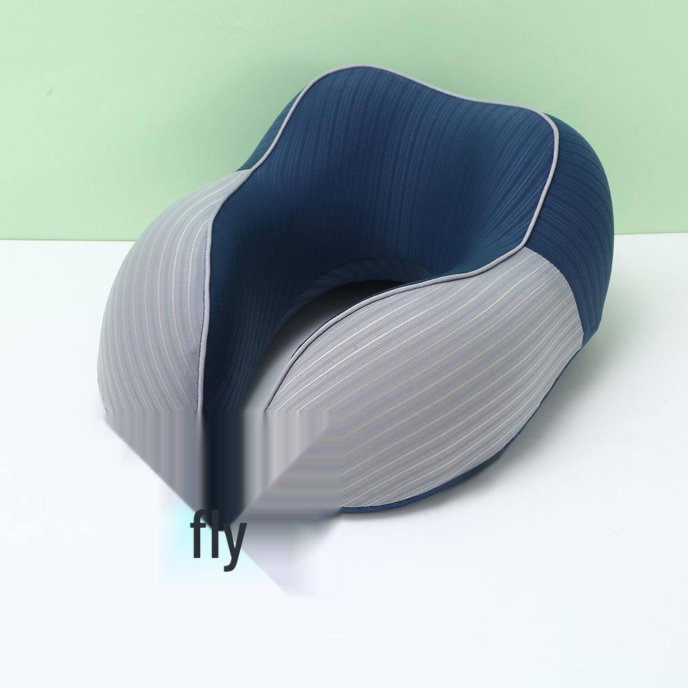 Fashion Cotton Ice Silk U-Shaped Travel Pillow: Foldable Slow Rebound Neck Support for Comfort and Napping Single U-shaped Pillow 30*30cm