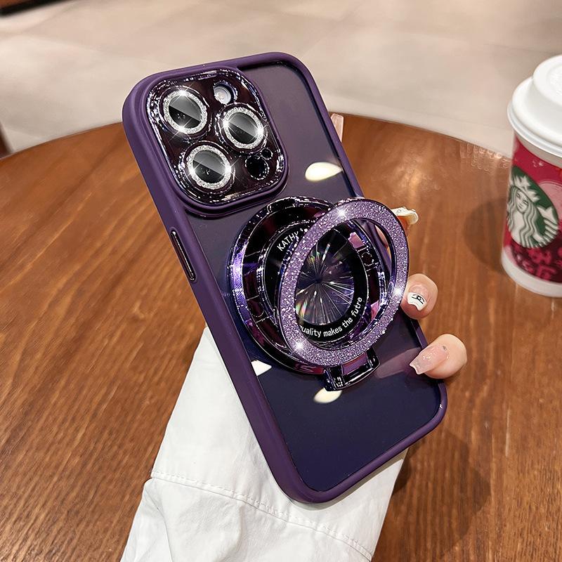 

Подходит для чехла для мобильного телефона Apple 16promax IPhone 15 Пленка для объектива Магнитный кронштейн с блестками Защитный чехол Жесткий iPhone 16promax