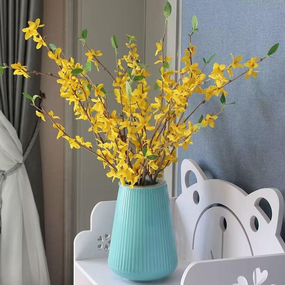 100cm Length Faux Forsythia Stem 12 Forks Stem Jasmine Spray Decor  Living Room Decoration