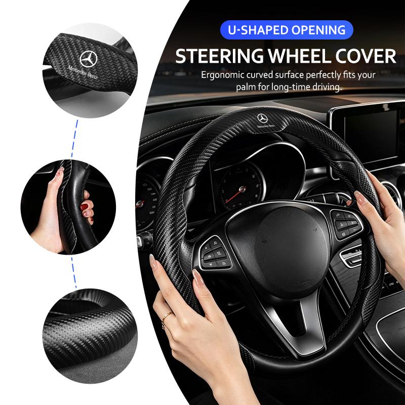 ZHM3 Car Steering Wheel Handle Cover Anti-skid Steering Wheel For Mercedes Benz C180 C300 W124 W176 W177 C200 C260 GLC CLE CLA AMG
