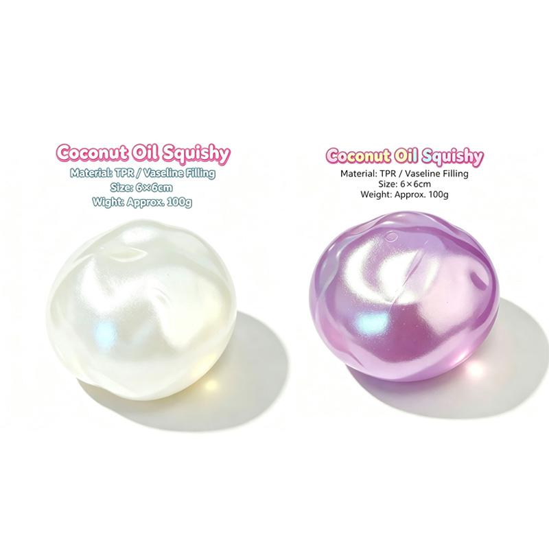 6cm Squishy Pearl Coconut Oil Squeeze Toy Shapeable Slow Rising Stress Relief Toy Vaseline Material Stress Ball Decompression Fidget Sensory Toy