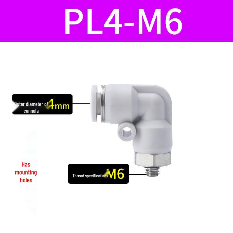 Premium White Male Thread Elbow PL8-02 Pneumatic Connector, 4-M5/6-01/10-03/12-04 Air Tube