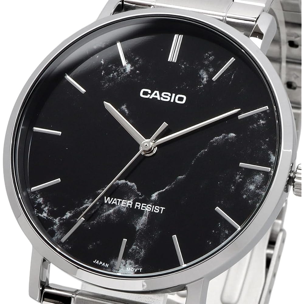 [Casio] CASIO Quartz Men's Watch MTP-VT01DM-1A Black Marble Metal Band Overseas Model [Parallel Import]
