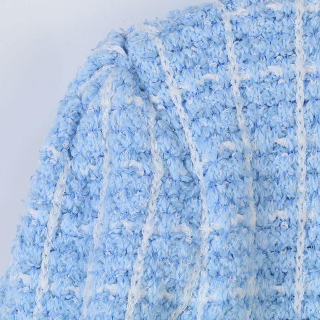 Schickes, französisch inspiriertes Strickjacken- und Bodycon-Midirock-Set mit Diamanten