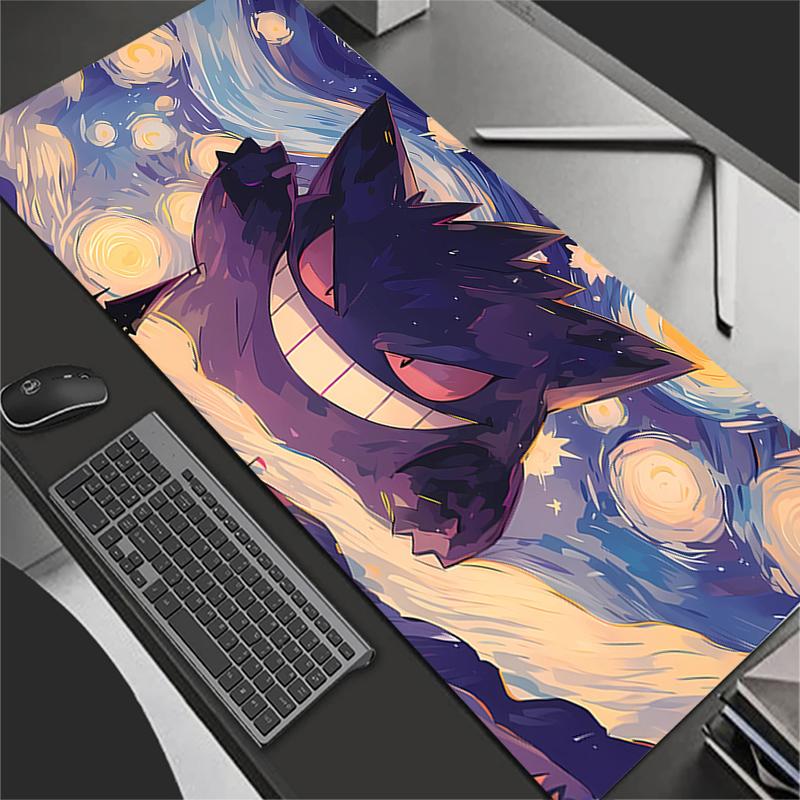 Pokemon Gengar Van Gogh Starry Night Gaming Mouse Pad Large Extended Desk Mat Smooth NonSlip Base for Gamer