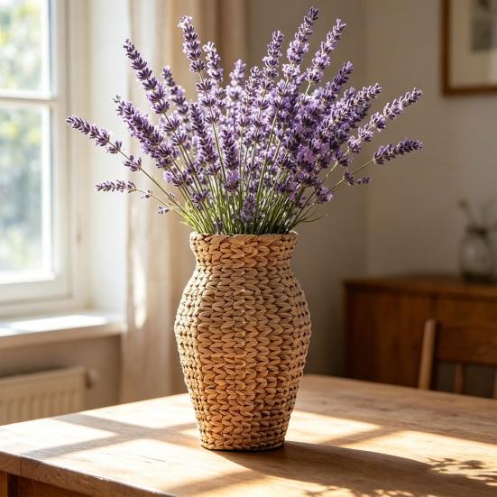 Rattan Vase Small Braided Boho Vase for Pampas Grass Flower Arrangement Rustic Farmhouse Handwoven Wicker Vase Basket for Table Centerpiece