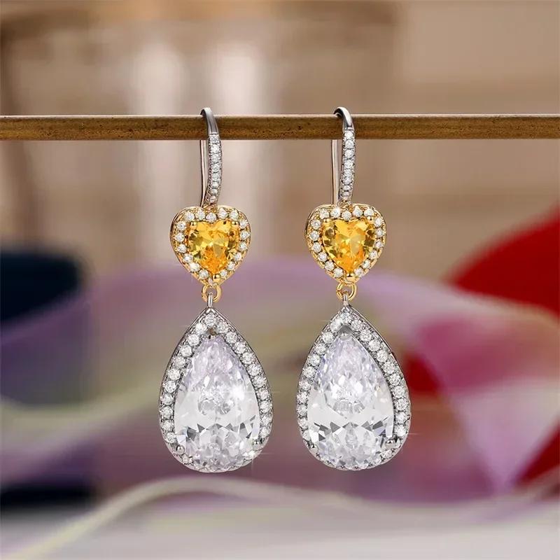 Luxury, High-End, Gorgeous Party, Water Droplet Zircon Earrings, Bride'S Wedding, Eternal And Dazzling Jewelry, Headwear