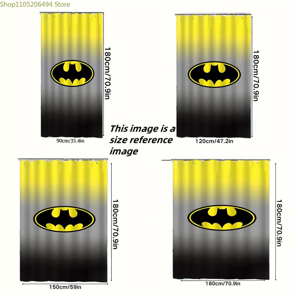 Warner 1pc Cute Printed Bathroom Shower Curtain with Batman Logo, Creative, Suitable for Home Bathroom/Home Decor, Fun Bathroo