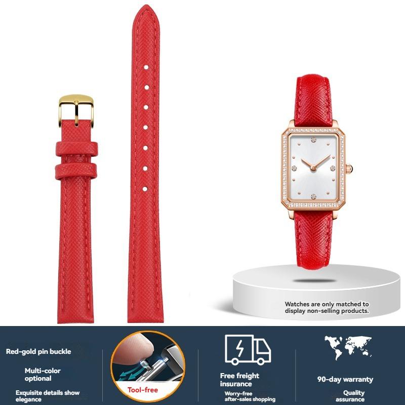 Cowhide Strap women for Fiyta DW Fossil Casio Longines calfskin 10mm 12mm 14mm 16mm 18mm watch strap bracelet Black Green Red