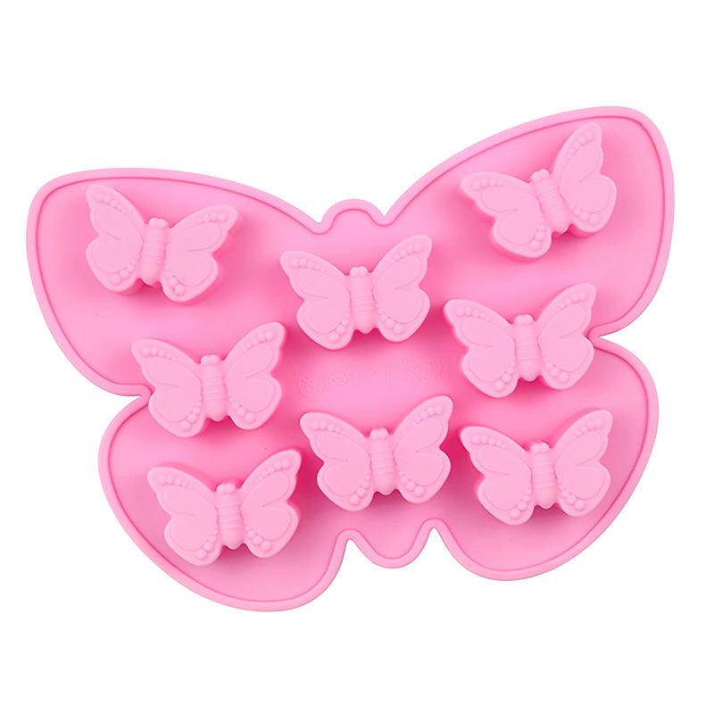 

8 Butterfly Cake Mold Silicone Chocolate Candy Baking Molds Butterfly Shape Ice Cube Tray For Baking Cake Soap Bread Muffin Mold розовый