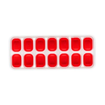 Vassoio per cubetti di ghiaccio Coperchio sigillato 14 cavità Commestibile Facile rilascio Riutilizzabile Frigorifero fai da te Stampo per cubetti di ghiaccio in silicone Forniture da cucina