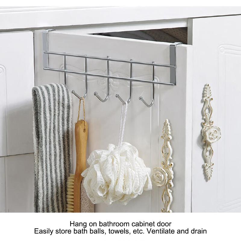 No Drill Over Door Hooks 5 Hooks Heavy Duty Organizer Space-Saving Wall Hanger For Coat Key Towel In Closet Bedroom Hallway