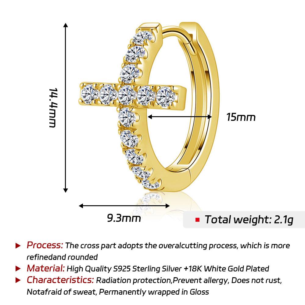 M-JAJA Moissanite Cross Wedding Band Hoop Earrings S925 Silver for Women Gold Plated Fine Jewelry Set Party Gifts