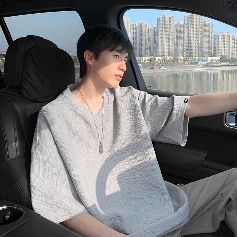 VUUG Men's Textured Ice Silk Short Sleeve T-Shirt
