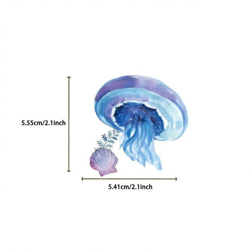 Creative Marine Animal Stickers Set Jellyfish Seashells Strong Labels Cup Laptop Decoration for Electronics