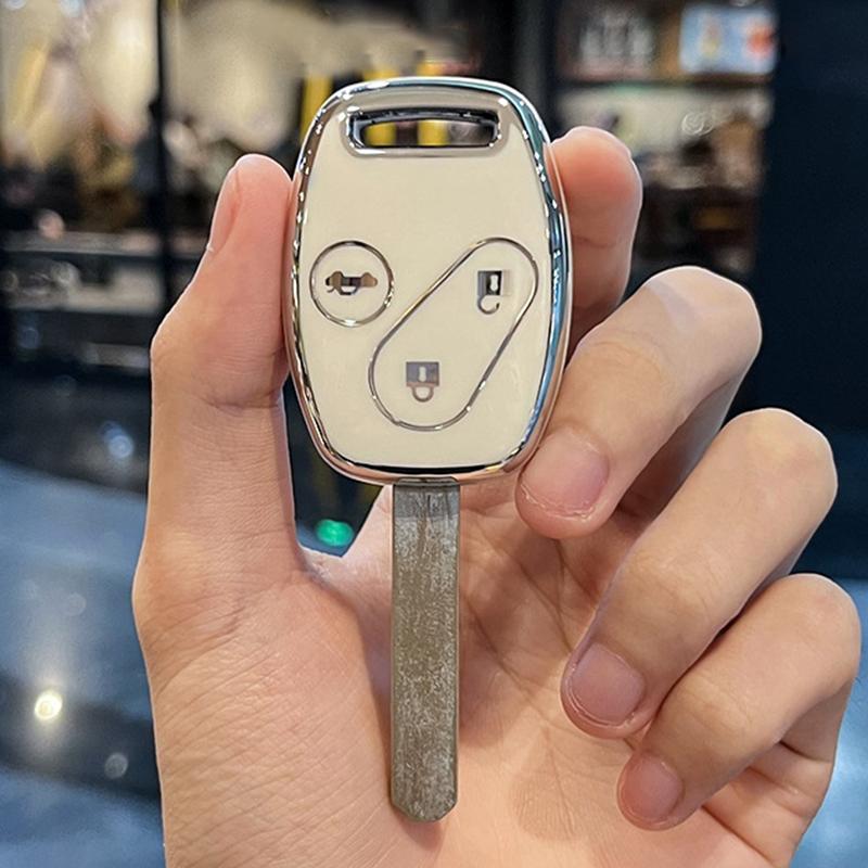 2/3 Buttons Silver Edge Auto Shell Fob For Honda CRV CR-V Pilot Insight Ridgeline Accord Civic TPU Car Remote Key Case Cover