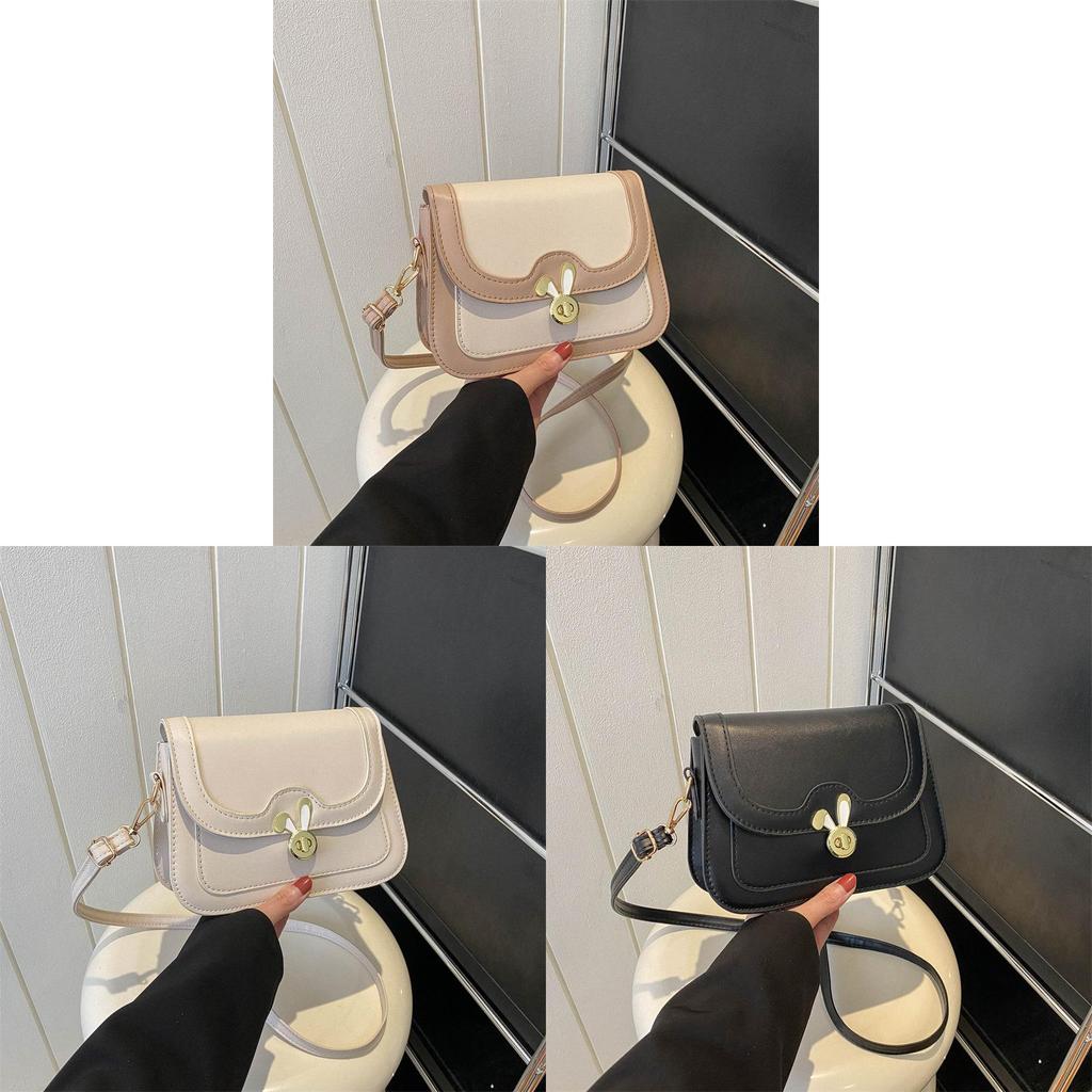 Street Style Small Square Pu Shoulder Bag With Lock Closure For Daily Casual Use