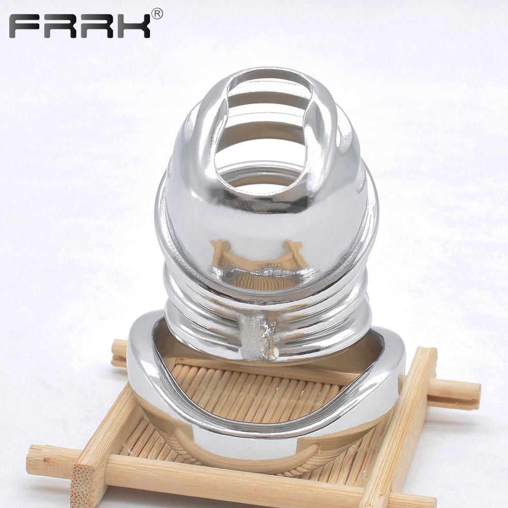 Juguetes sexuales rizados BDSM con cerradura integrada, jaula de castidad de Metal para pájaros, dispositivos de cinturón de Bondage masculino grande, fetiche, anillos para pene a medida, Juguetes